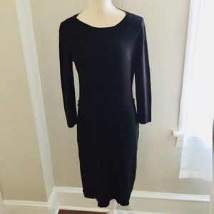 Tahari Black Knit Ribbed 3/4 Sleeve Dress Size Small